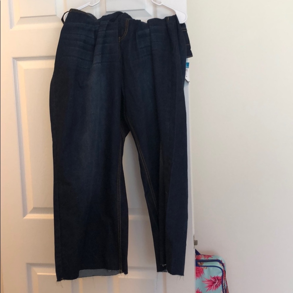 High rise ankle straight wide leg